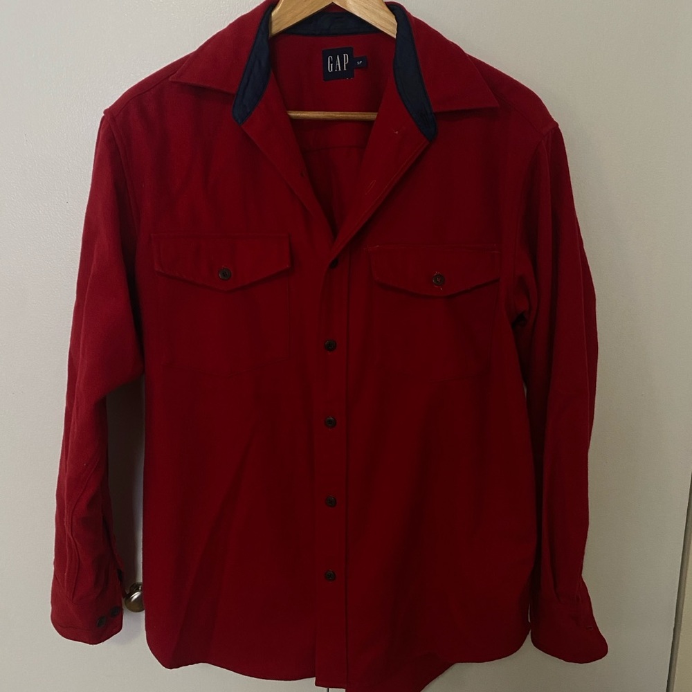Vintage Wool GAP Deep Red Long Sleeve Button Up Shirt